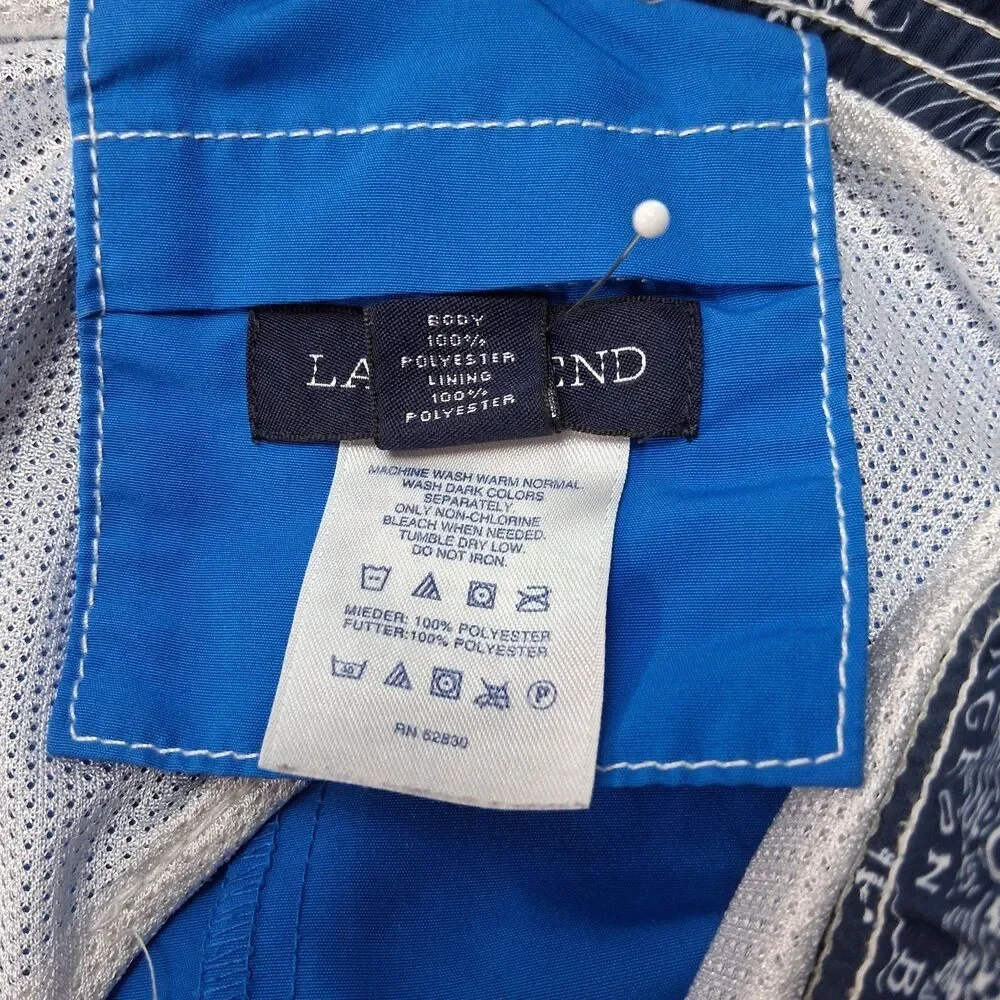 Lands' End Men's Blue Swim Trunks Size S 28-30 Board Shorts Mesh Lined Nautical